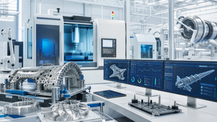 Aerospace manufacturing cell for quality records and component traceability
