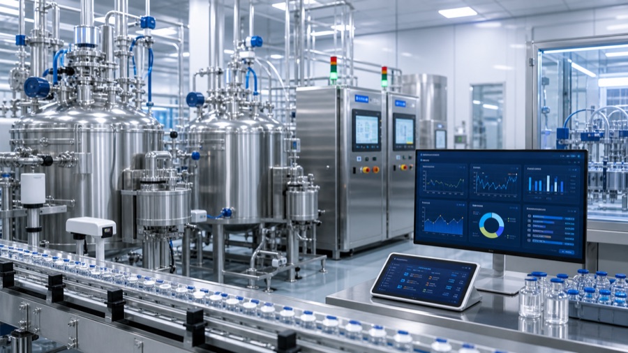 Pharmaceutical manufacturing equipment for controlled process visibility and traceability